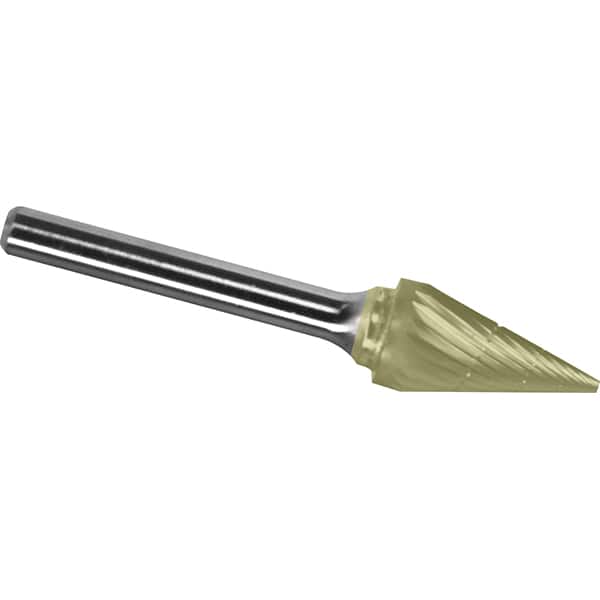 Made in USA - 3mm Cut Diam, 0.1181" Shank Diam, Cone Head Chipbreaker Cut Burr - Carbide, 11mm LOC, 50mm OAL - Americas Industrial Supply