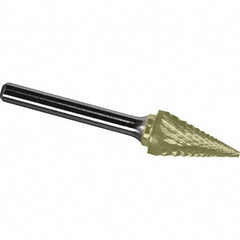 Made in USA - 1/4" Cut Diam, 1/4" Shank Diam, Cone Head Diamond Cut Burr - Carbide, 1-1/4" LOC, 2" OAL - Americas Industrial Supply