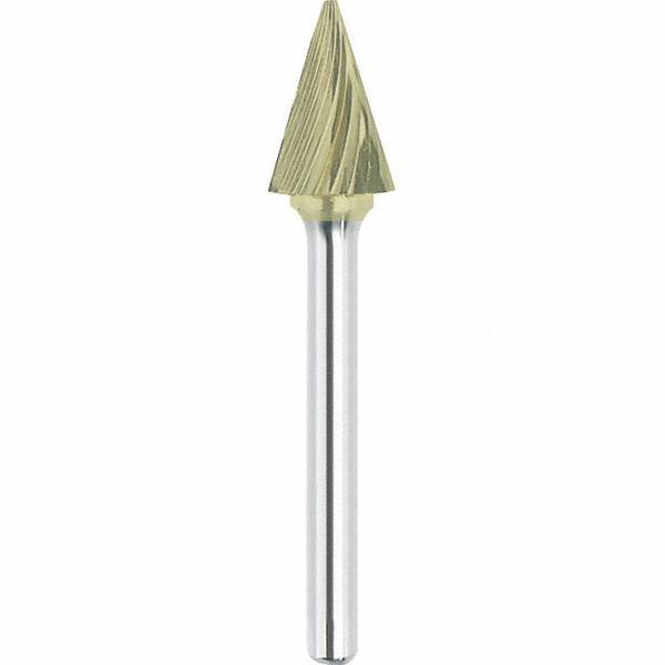 Made in USA - 6.3mm Cut Diam, 0.1181" Shank Diam, Cone Head Single Cut Burr - Carbide, 12.7mm LOC, 54mm OAL - Americas Industrial Supply