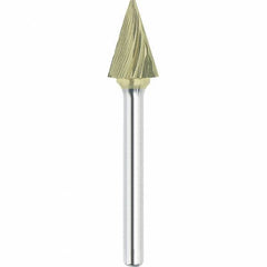 Made in USA - 1/8" Cut Diam, 1/8" Shank Diam, Cone Head Single Cut Burr - Carbide, 7/16" LOC, 2" OAL - Americas Industrial Supply