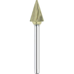 Made in USA - 1/4" Cut Diam, 1/8" Shank Diam, Cone Head Single Cut Burr - Carbide, 1/2" LOC, 2-1/8" OAL - Americas Industrial Supply
