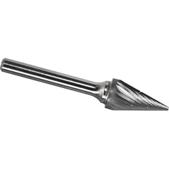Made in USA - 9.5mm Cut Diam, 0.2362" Shank Diam, Cone Head Chipbreaker Cut Burr - Carbide, 16mm LOC, 61mm OAL - Americas Industrial Supply