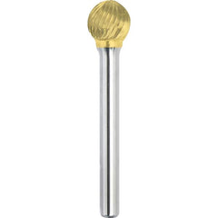 Made in USA - 1/2" Cut Diam, 0.2362" Shank Diam, Ball Head Single Cut Burr - Carbide, 11mm LOC, 56mm OAL - Americas Industrial Supply