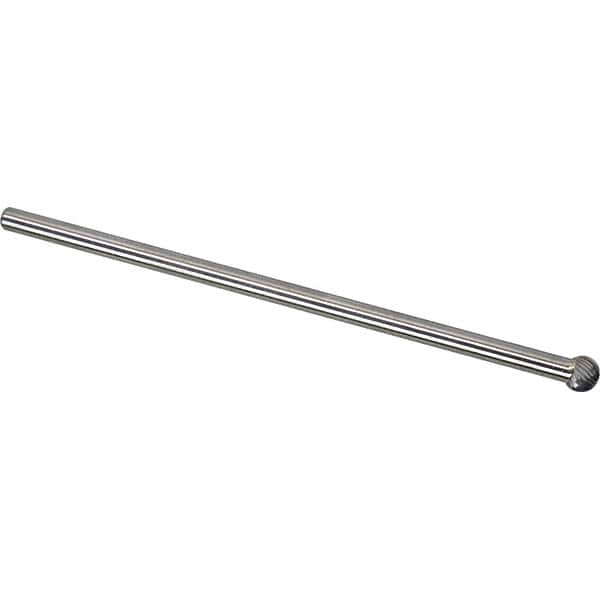 Made in USA - 3/8" Cut Diam, 1/4" Shank Diam, Ball Head Single Cut Burr - Carbide, 5/16" LOC, 6-3/8" OAL - Americas Industrial Supply