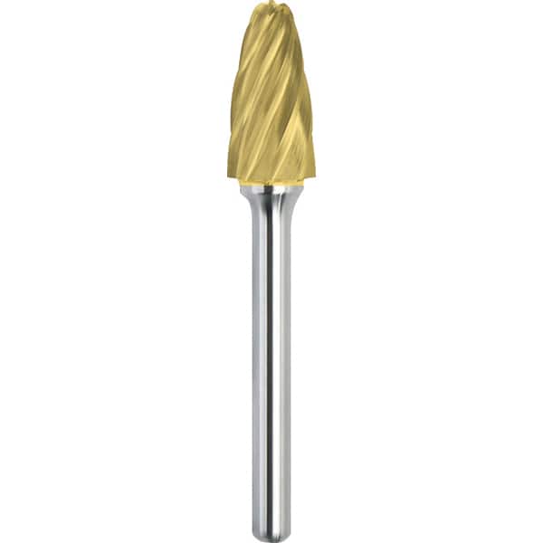 Made in USA - 3/8" Cut Diam, 1/4" Shank Diam, Tree with Radius Head Aluma Cut Burr - Carbide, 3/4" LOC, 2-1/2" OAL - Americas Industrial Supply
