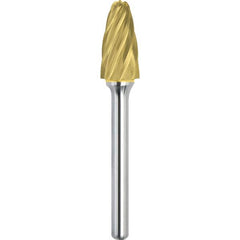 Made in USA - 19mm Cut Diam, 0.2362" Shank Diam, Tree with Radius Head Aluma Cut Burr - Carbide, 38mm LOC, 83mm OAL - Americas Industrial Supply