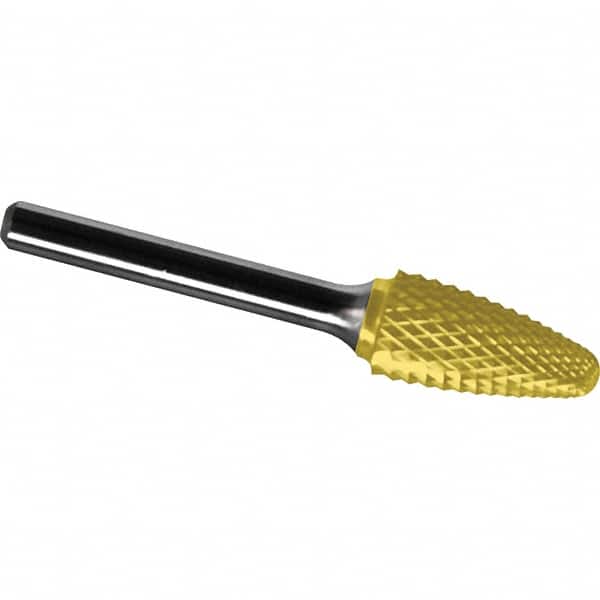 Made in USA - 6.3mm Cut Diam, 0.1181" Shank Diam, Tree with Radius Head Diamond Cut Burr - Carbide, 12.7mm LOC, 50mm OAL - Americas Industrial Supply
