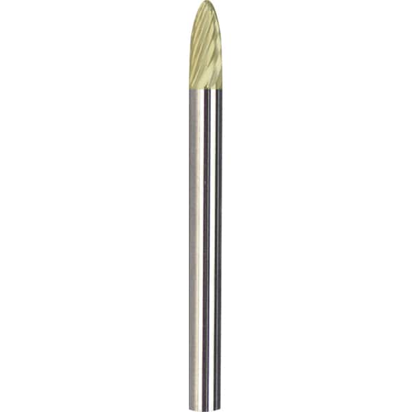 Made in USA - 6mm Cut Diam, 0.2362" Shank Diam, Tree with Radius Head Aluma Cut Burr - Carbide, 16mm LOC, 50mm OAL - Americas Industrial Supply