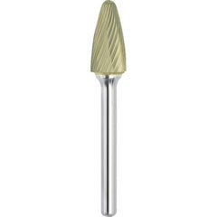 Made in USA - 1/2" Cut Diam, 0.2362" Shank Diam, Tree with Radius Head Single Cut Burr - Carbide, 19mm LOC, 64mm OAL - Americas Industrial Supply