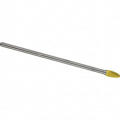 Made in USA - 1/2" Cut Diam, 1/4" Shank Diam, Tree with Radius Head Single Cut Burr - Carbide, 1" LOC, 7" OAL - Americas Industrial Supply