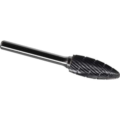 Made in USA - 5/16" Cut Diam, 1/4" Shank Diam, Flame Head Chipbreaker Cut Burr - Carbide, 3/4" LOC, 2-1/2" OAL - Americas Industrial Supply