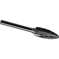Made in USA - 5/16" Cut Diam, 1/4" Shank Diam, Flame Head Chipbreaker Cut Burr - Carbide, 3/4" LOC, 2-1/2" OAL - Americas Industrial Supply