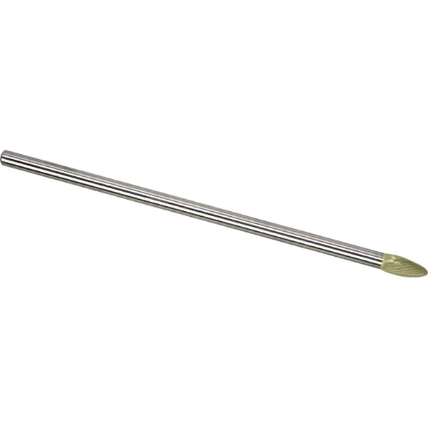 Made in USA - 1/2" Cut Diam, 0.2362" Shank Diam, Flame Head Single Cut Burr - Carbide, 32mm LOC, 182mm OAL - Americas Industrial Supply