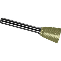 Made in USA - 16mm Cut Diam, 0.2362" Shank Diam, Inverted Cone Head Chipbreaker Cut Burr - Carbide, 19mm LOC, 64mm OAL - Americas Industrial Supply