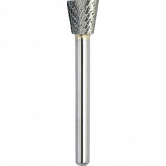 Made in USA - 1/2" Cut Diam, 0.2362" Shank Diam, Inverted Cone Head Double Cut Burr - Carbide, 12.7mm LOC, 57.7mm OAL - Americas Industrial Supply