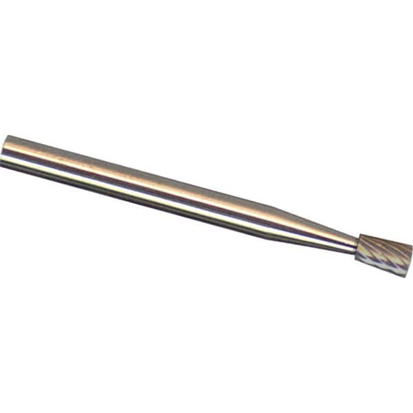 Made in USA - 6mm Cut Diam, 0.2362" Shank Diam, Inverted Cone Head Double Cut Burr - Carbide, 8mm LOC, 50mm OAL - Americas Industrial Supply