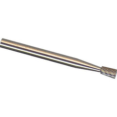 Made in USA - 6mm Cut Diam, 0.2362" Shank Diam, Inverted Cone Head Double Cut Burr - Carbide, 8mm LOC, 50mm OAL - Americas Industrial Supply