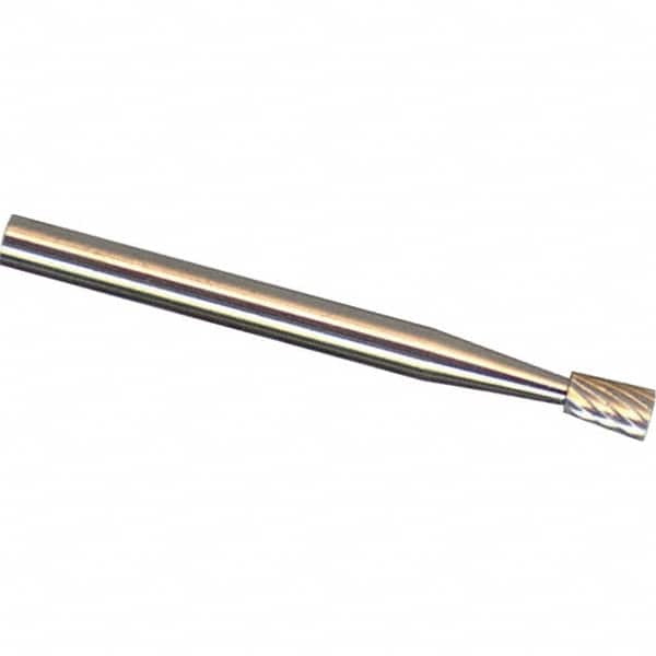 Made in USA - 6mm Cut Diam, 0.2362" Shank Diam, Inverted Cone Head Aluma Cut Burr - Carbide, 8mm LOC, 50mm OAL - Americas Industrial Supply
