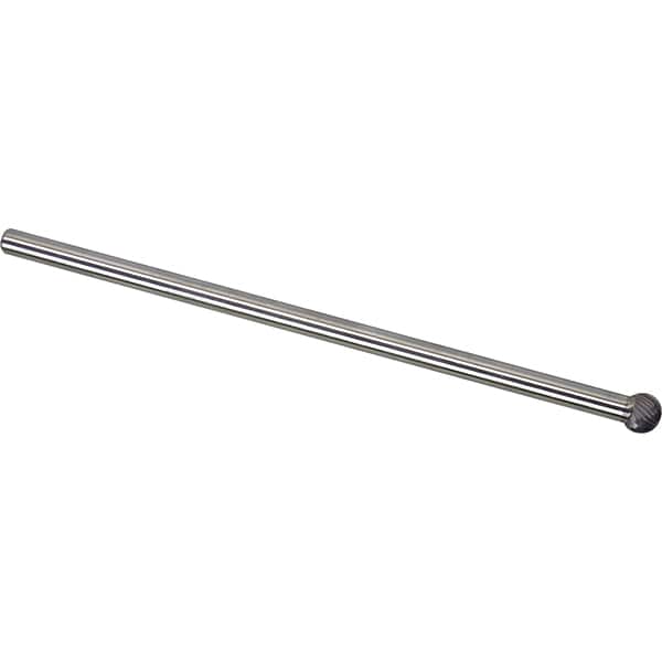 Made in USA - 6mm Cut Diam, 0.2362" Shank Diam, Ball Head Single Cut Burr - Carbide, 5mm LOC, 155mm OAL - Americas Industrial Supply