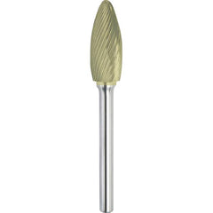 Made in USA - 5/16" Cut Diam, 1/4" Shank Diam, Flame Head Single Cut Burr - Carbide, 3/4" LOC, 2-1/2" OAL - Americas Industrial Supply