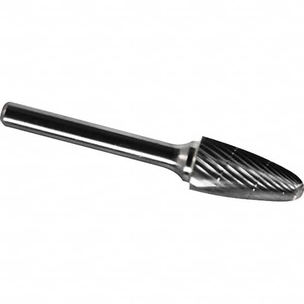 Made in USA - 1/2" Cut Diam, 1/4" Shank Diam, Tree with Radius Head Chipbreaker Cut Burr - Carbide, 3/4" LOC, 2-1/2" OAL - Americas Industrial Supply