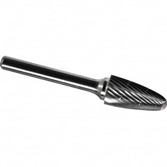 Made in USA - 1/2" Cut Diam, 1/4" Shank Diam, Tree with Radius Head Chipbreaker Cut Burr - Carbide, 3/4" LOC, 2-1/2" OAL - Americas Industrial Supply