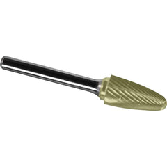 Made in USA - 19mm Cut Diam, 0.2362" Shank Diam, Tree with Radius Head Chipbreaker Cut Burr - Carbide, 38mm LOC, 83mm OAL - Americas Industrial Supply