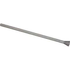 Made in USA - 1/4" Cut Diam, 1/4" Shank Diam, Inverted Cone Head Double Cut Burr - Carbide, 5/16" LOC, 6-3/4" OAL - Americas Industrial Supply