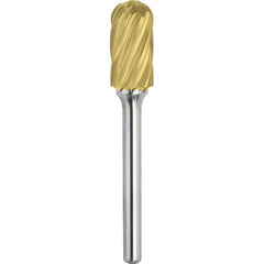 Made in USA - 1/4" Cut Diam, 1/8" Shank Diam, Cylinder with Radius Head Aluma Cut Burr - Carbide, 1/2" LOC, 2" OAL - Americas Industrial Supply