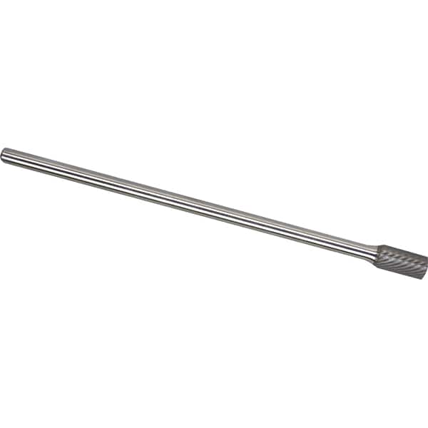 Made in USA - 1/2" Cut Diam, 1/4" Shank Diam, Cylinder Head Single Cut Burr - Carbide, 1" LOC, 7" OAL - Americas Industrial Supply