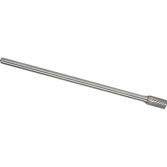 Made in USA - 5/8" Cut Diam, 1/4" Shank Diam, Cylinder Head Diamond Cut Burr - Carbide, 1" LOC, 7" OAL - Americas Industrial Supply