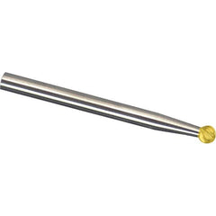 Made in USA - 1/8" Cut Diam, 1/4" Shank Diam, Ball Head Diamond Cut Burr - Carbide, 3/32" LOC, 2" OAL - Americas Industrial Supply
