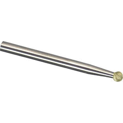 Made in USA - 3mm Cut Diam, 0.2362" Shank Diam, Ball Head Diamond Cut Burr - Carbide, 2mm LOC, 50mm OAL - Americas Industrial Supply
