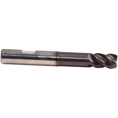 Emuge - 1/2" Diam, 3/4" LOC, 4 Flute Solid Carbide Roughing & Finishing End Mill - TiAlN Finish, 3-3/4" OAL, 1/2" Shank Diam, Weldon Shank, 45° Helix, Centercutting, Extra Long Length - Americas Industrial Supply