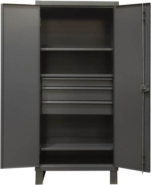 Durham - 3 Shelf Locking Storage Cabinet - Steel, 36" Wide x 24" Deep x 78" High, Gray - Americas Industrial Supply