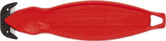 Klever Innovations - Recessed/Hook Blade Box Cutter - 6-1/4" Carbon Steel Blade, Red Plastic Handle, 2 Blades Included - Americas Industrial Supply