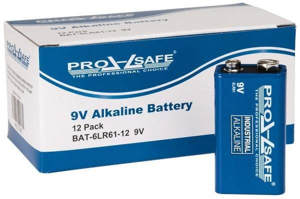 PRO-SAFE - Size 9V, Alkaline, Standard Battery - 9 Volts, Miniature Snap Terminal, 6LR61 - Americas Industrial Supply