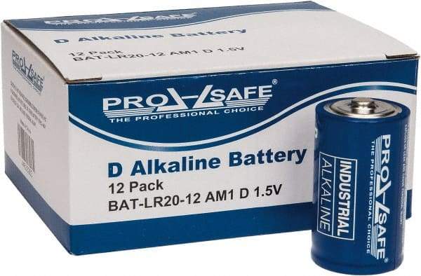 PRO-SAFE - Size D, Alkaline, Standard Battery - 1.5 Volts, Flat Terminal, LR20 - Americas Industrial Supply
