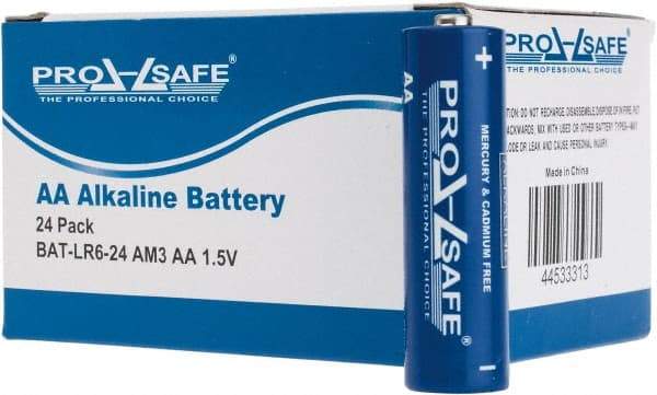 PRO-SAFE - Size AA, Alkaline, Standard Battery - 1.5 Volts, Flat Terminal, LR6 - Americas Industrial Supply