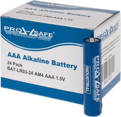 PRO-SAFE - Size AAA, Alkaline, Standard Battery - 1.5 Volts, Flat Terminal, LR03 - Americas Industrial Supply