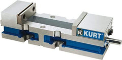 Kurt - 4" Jaw Width, 6" Jaw Opening Capacity, Horizontal Stationary Machine Vise - Manual Operation, 7,500 Lb Capacity, 1 Station, 14.16" Long x 3.4900" High x 1-15/64" Deep, 1.235" Jaw Height, Ductile Iron - Americas Industrial Supply