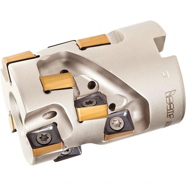 Iscar - 12 Inserts, 1-1/4" Cut Diam, 1/2" Arbor Diam, 1.12" Max Depth of Cut, Indexable Square-Shoulder Face Mill - 0/90° Lead Angle, 1.77" High, H490 AN.X 09 Insert Compatibility, Through Coolant, Series Helido - Americas Industrial Supply