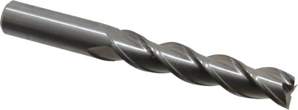 Kennametal - 5/8", 3" LOC, 5/8" Shank Diam, 5-1/4" OAL, 3 Flute, Solid Carbide Square End Mill - Single End, Uncoated, Spiral Flute, 37° Helix, Centercutting, Right Hand Cut, Right Hand Flute, Series AADE - Americas Industrial Supply
