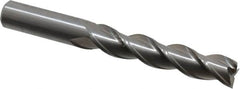 Kennametal - 5/8", 3" LOC, 5/8" Shank Diam, 5-1/4" OAL, 3 Flute, Solid Carbide Square End Mill - Single End, Uncoated, Spiral Flute, 37° Helix, Centercutting, Right Hand Cut, Right Hand Flute, Series AADE - Americas Industrial Supply