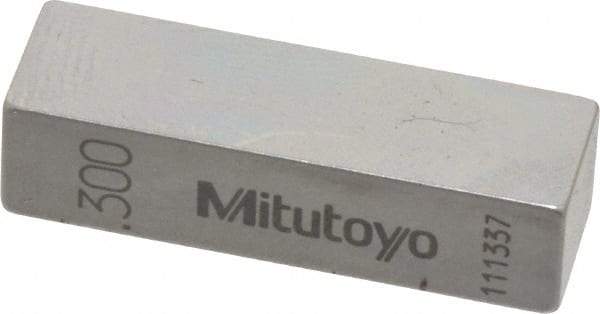 Mitutoyo - 0.3" Rectangular Steel Gage Block - Accuracy Grade AS-1, Includes Certificate of Inspection - Americas Industrial Supply