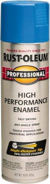 Rust-Oleum - Safety Blue, Gloss, Rust Proof Enamel Spray Paint - 14 Sq Ft per Can, 15 oz Container, Use on Multipurpose - Americas Industrial Supply