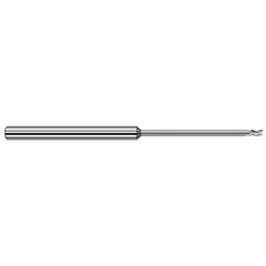 Square End Mill: 0.04'' Dia, 1/16'' LOC, 1/8'' Shank Dia, 2-1/2'' OAL, 3 Flutes, Solid Carbide Single End, Uncoated, 30 ° Helix, Centercutting, RH Cut, RH Flute