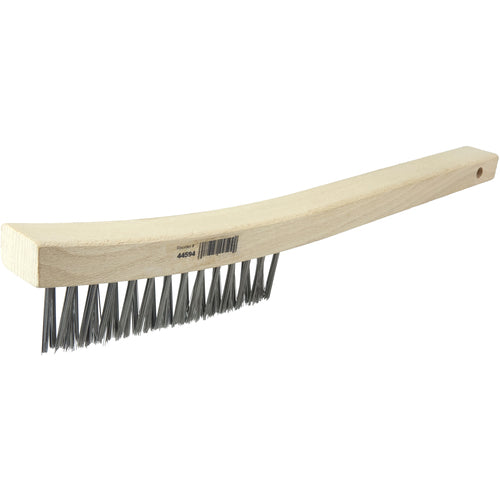 V-Groove Hand Wire Scratch Brush, .012 Steel Fill, Curved Handle, 3 × 19 Rows - Americas Industrial Supply
