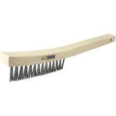 V-Groove Hand Wire Scratch Brush, .012 Steel Fill, Curved Handle, 3 × 19 Rows - Americas Industrial Supply