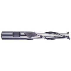 3/16 Dia. x 3-1/16 Overall Length 2-Flute Square End High Speed Steel SE End Mill-Round Shank-Center Cutting -TiN - Americas Industrial Supply